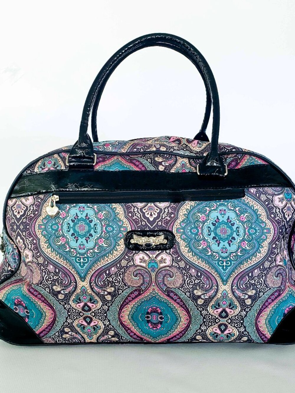 Kathy Van Zeeland Rolling Duffel Bag Purple Paisley